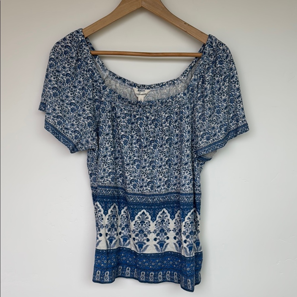 Lucky Brand Blue and White Patterned Blouse